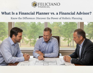 A Financial Planner and a Financial Advisor both reviewing a Feliciano Financial Blueprint during a financial planning consultation.